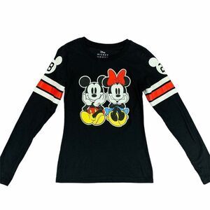 Disney Mickey Mouse Shirt Girls Small Black Mickey‎ & Minnie T-Shirt Tee